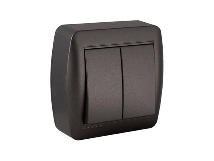 solera Double Interrupteur va et Vient en saillie - Noir Graphite