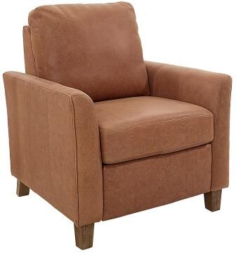 Layla Leather Recliner - Cognac with Walnut, Cognac with Walnut Finish - Ballard Designs