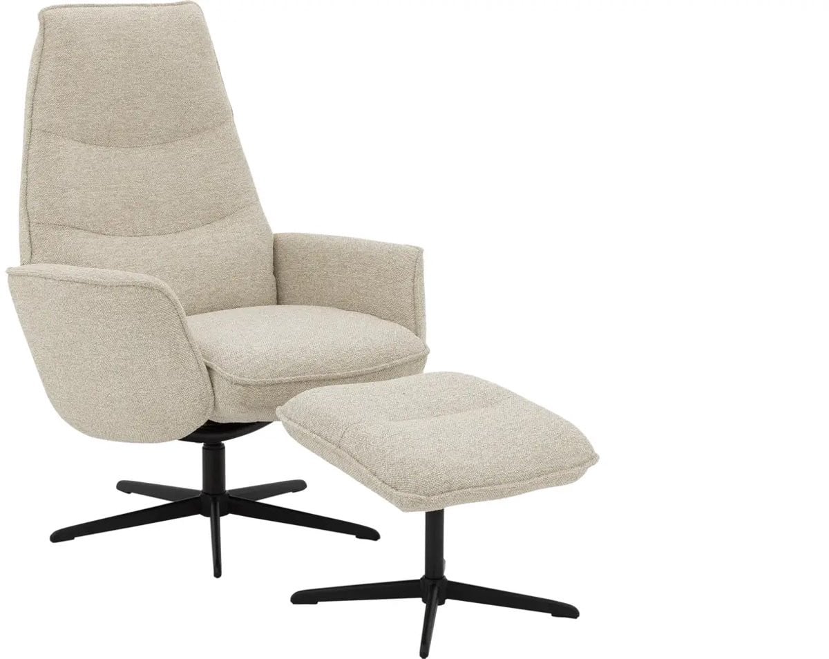 Goossens Fauteuil Tusla - Moderne Relax Fauteuil met Armleuningen - Beige Stof