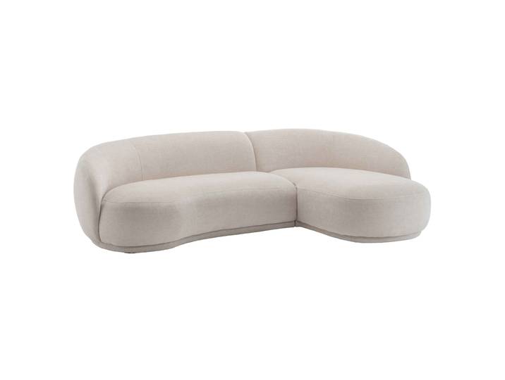 Ecksofa 3-Sitzer aus Stoff und Holz Design mit Chaiselongue rechts