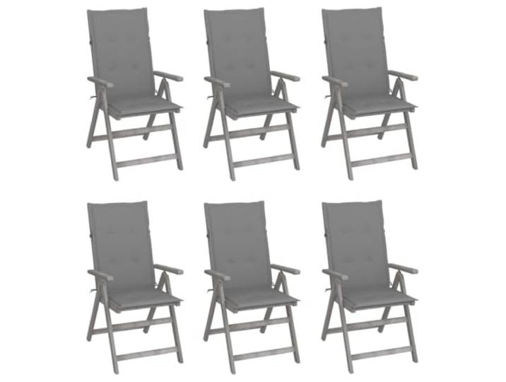 KUTYWEXFM Gartenstuhl 6er-Set Verstellbar Hochlehner Grau mit Kissen Komfortable Sitzgruppe für Terrasse und Balkon: 5-fach neigbare Lehnen und weiche Polster bieten Entspannung im Freien.