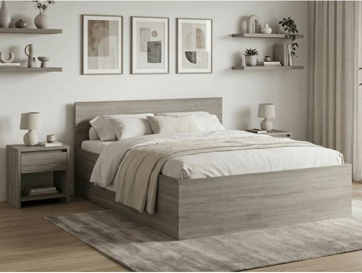 Bett SOFIA 120 x 200 cm, Eiche-Trüffel Matratze: Matratze Coco Maxi 20 cm, Lattenrost: Mit Lattenrost