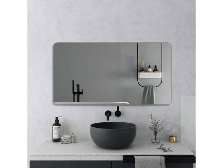 Grand Miroir Salle de Bain 60x120 cm Sans Cadre Verre Anti-Éclats Coins Arrondis HD Résistant Humidité