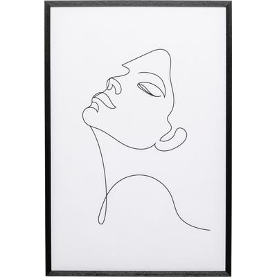 Bild mit Rahmen KARE DESIGN "Gerahmtes Bild Drawing Lady 63x93cm", farbe bild(er): weiß, B:92,8cm H:62,8cm T:3cm, Acrylfarbe, Baumwolle, Massivholz, Polystyrol, Bilder