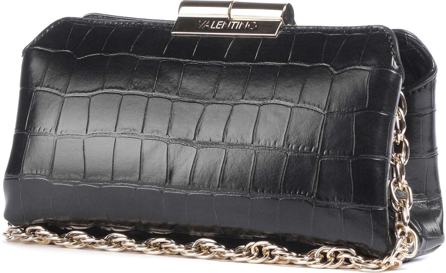 Valentino Bags Glace Umhängetasche aus Leder, schwarz