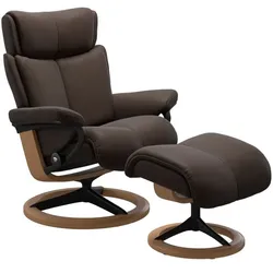 Stressless Sessel mit Hocker Magic Signature Leder Braun Batick Brown M (Medium)