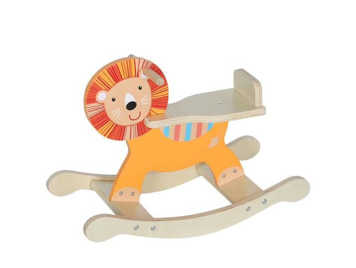 Aiyaplay Schaukelpferd Holz, Kinder Schaukeltier Löwe mit Haltegriffen Schaukel Orange, Holzwerkstoff, 27x44x59 cm, Spielzeug, Schaukeltiere