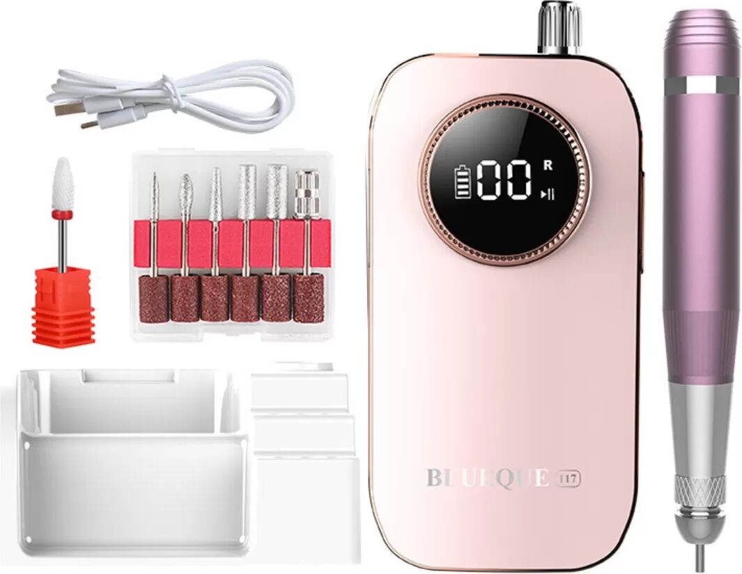 INF 45000 U/min Tragbarer, wiederaufladbarer Nagelfräser - Elektrische Nagelfeile mit LCD-Display Rosa