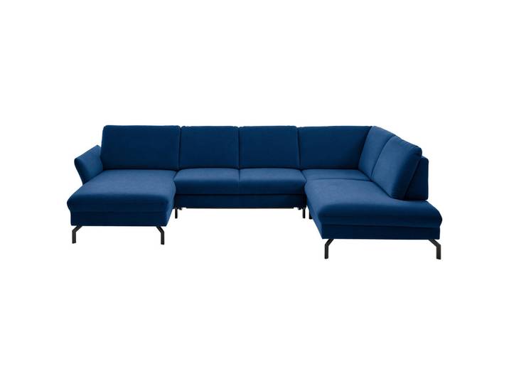 Beldomo System Wohnlandschaft, Dunkelblau, Metall, 5-Sitzer, U-Form, 335x220 cm, Goldenes M, Stoffauswahl, Sitzqualitäten, seitenverkehrt erhältlich, individuell planbar, Wohnzimmer, Sofas & Couches, Wohnlandschaften, Wohnlandschaft U-Form