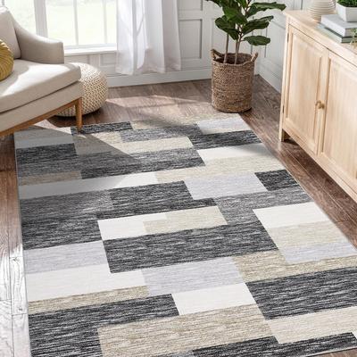 Garvee Modern Geometric Block Living Room Area Rug