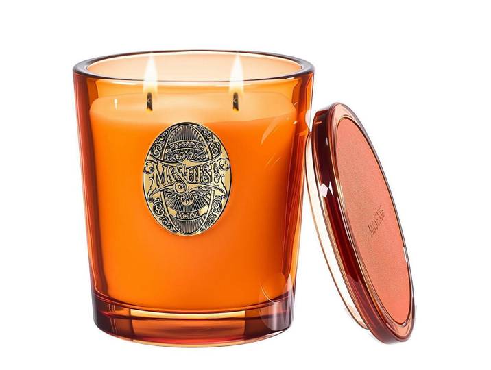 Duftkerze Orange Goji 560g 2-Docht 110 Stunden Brenndauer, Glas, 10 cm, Dekoration, Kerzen & Kerzenhalter, Duftkerzen