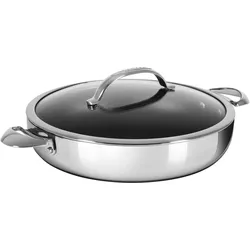 Scanpan HaptIQ sauteerpan met glasdeksel 32 cm, Pfanne + Kochtopf, Silber, Schwarz