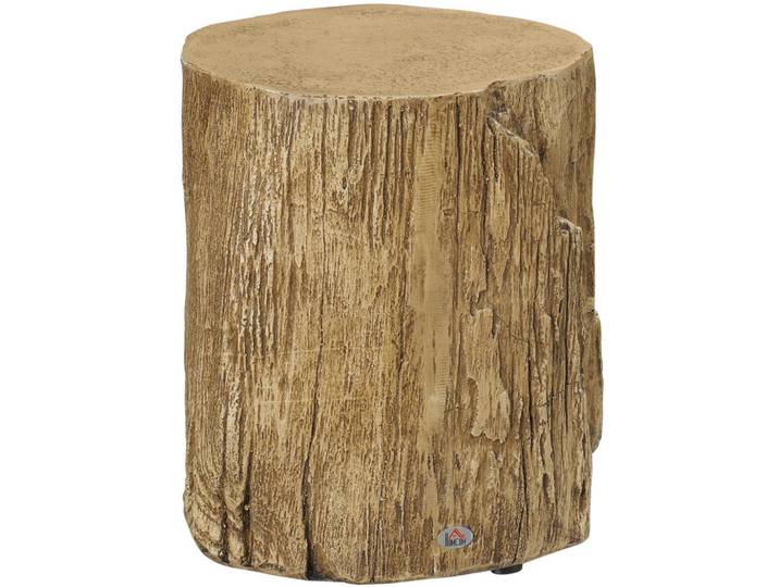 Modfu Beistelltisch aus Beton 37x37x43 cm Naturholz mit verstellbaren Füßen, wasserfester Oberfläche in Baumstumpf-Optik, Naturfarben, Stein, 37x43x37 cm, Wohnzimmer, Wohnzimmertische, Beistelltische
