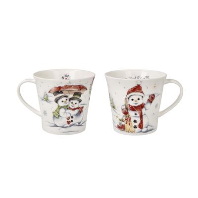 Tasse GOEBEL "Winter Love", weiß (bunt), B:10,5cm H:13cm, Fine China-Porzellan, Trinkgefäße, Tasse