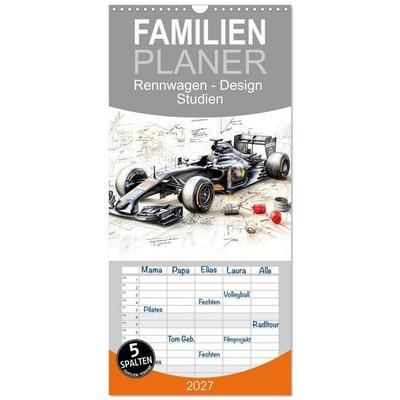Familienplaner 2027 - Rennwagen - Design Studien mit 5 Spalten (Wandkalender, 21 x 45 cm) CALVENDO