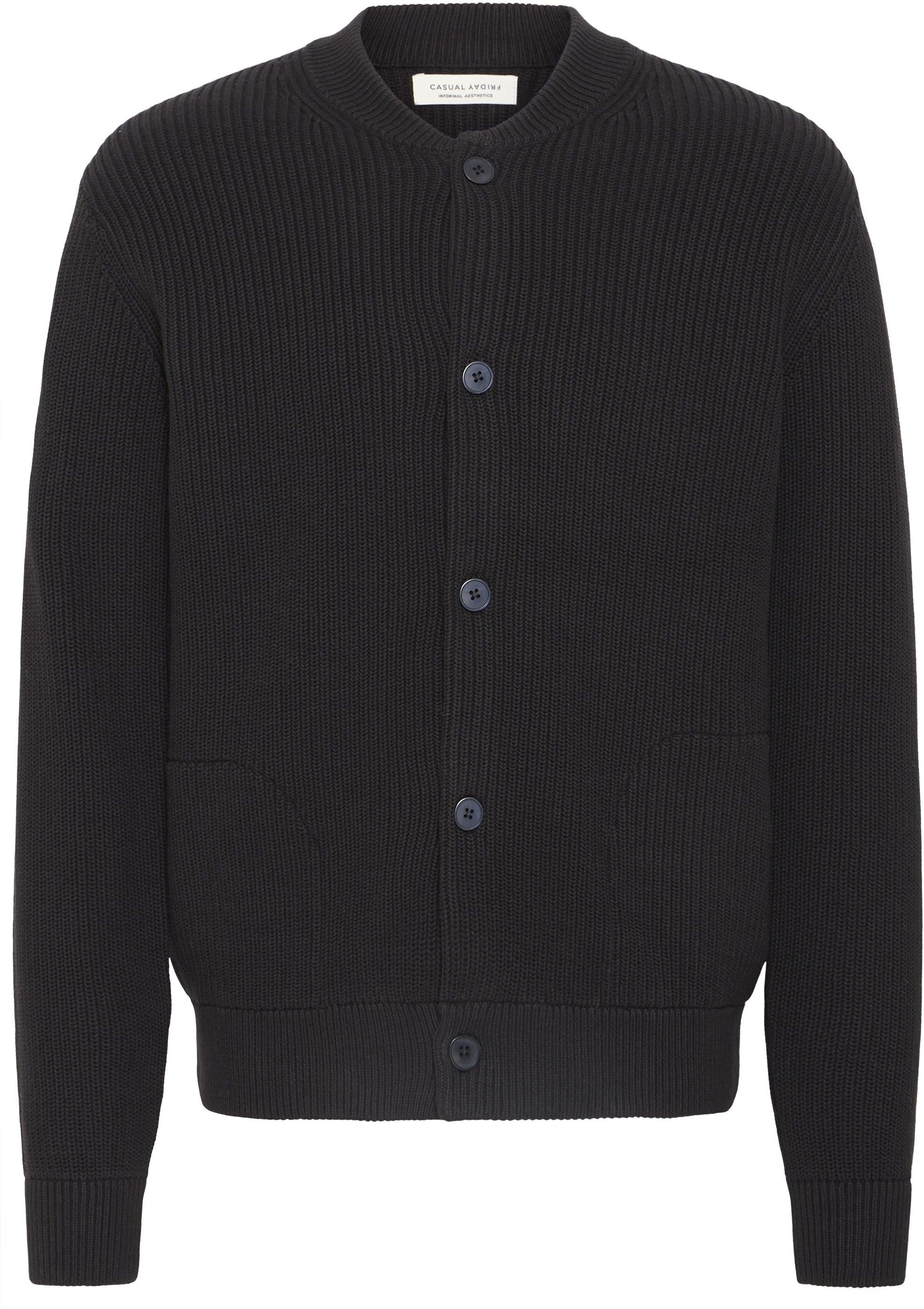 Strickjacke CASUAL FRIDAY "Strickjacke CFRodhe", Herren, Gr. XL, schwarz (schwarz beauty), Obermaterial: 100% Baumwolle CO., Strickjacken Strickjacke