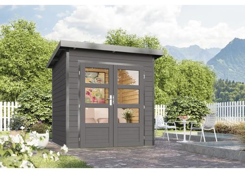 Gartenhaus Karibu Metalwoody 1 B Blech graualuminium inkl. Unterkonstruktion 229 x 228 cm terragrau