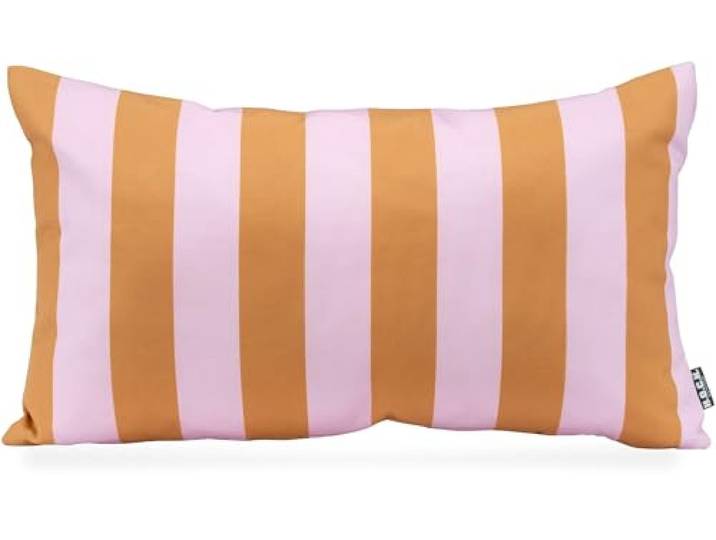 H.O.C.K. Riviera Stripe Outdoor Kissen – Wetterfeste Streifenkissen mit Blockstreifen – UV-Beständig, Wasser- & Schmutzabweisend – Handmade in Germany (Cognac Flieder)