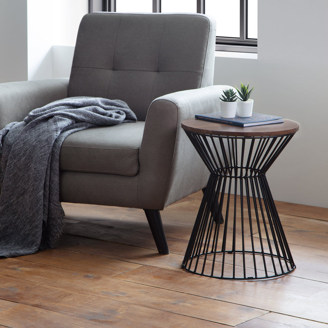 Ebern Designs Leifsson Pedestal End Table Walnut 51cm H X 40cm W X 40cm D