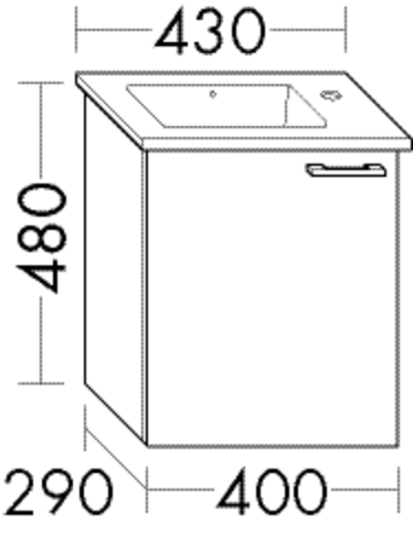 Burgbad Waschtischunterschrank zu Keramik-Waschtisch Sys30 PG4 Sana 480x400x290 Trend- oder RAL-Farb WVMK040LF5348