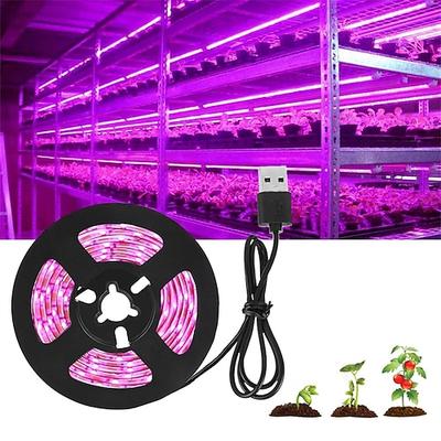 Pflanze wachsen Licht LED-Streifen USB Vollspektrum DC 5V 0,5-3m Phyto-Lampe für Gemüse Blumensämling wachsen Zeltkasten wasserdicht