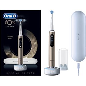 Oral-B Elektrische-Zahnbürste iO Series 10 Ultimate Eclipse, Gold, 7 Putzmodi, mit iOsense Ladestation und Lade-Reiseetui
