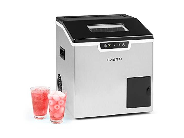 Klarstein Eiswürfelmaschine Klein, 3L Eiswürfelbereiter, Eiswürfelmaschine für 20kg Crushed Eis & Eiswürfel, Mittelgroße Eiswürfel, Eiswürfelbereiter Selbstreinigend