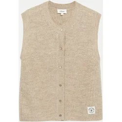 Strickweste mit Knopfleiste Beige 40