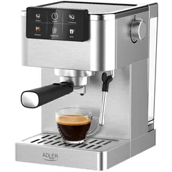Adler AD 4390 Siebträgermaschine 20 Bar, PID Temperaturkontrolle, Thermoblock, Milchaufschäumer, 1350 W