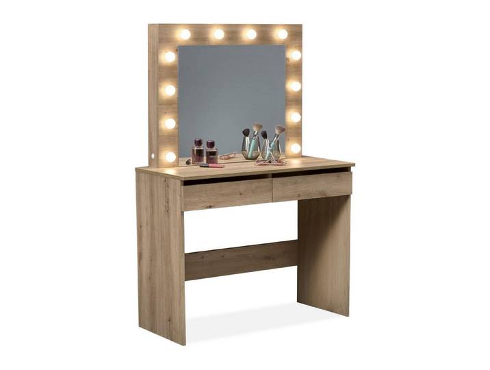 KONSIMO® Schminktisch FABIOSO mit LED-Beleuchtung, Elegant, mit Schubladen, viel Stauraum