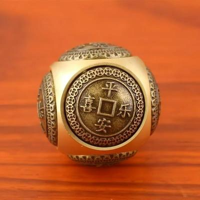 Uplift Essentials Rotating Six Faced Chinese Lucky Coin Spinner peace