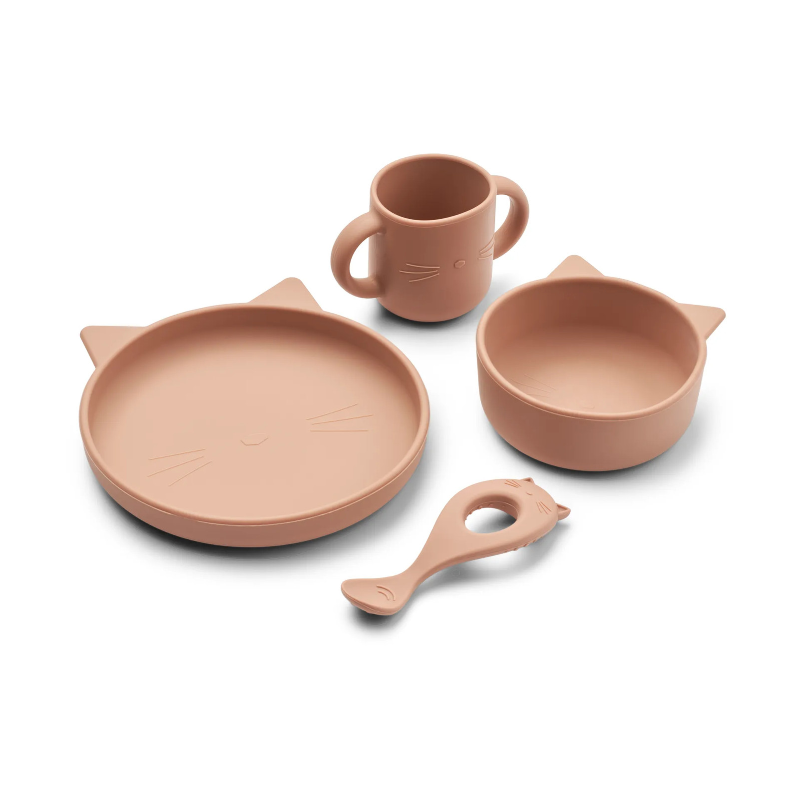 Liewood Vivi servies set siliconen 4-delig Cat dark rose