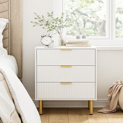 No Tall Bedside Table with 3Storage Drawers
