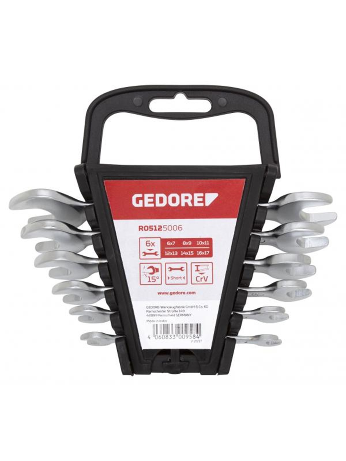 Gedore R05125012 Double open-ended Spanner Set 12-pieces short