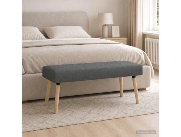 TEKGHUT Polsterbank Dunkelgrau Stoff 110x40x46 cm mit Holzwerkstoffrahmen Kanalsteppung, Schaumstoffpolsterung, Gummibaumholzbeine, pflegeleichter Stoff, einfacher Zusammenbau