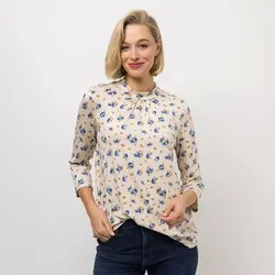 KIM & CO. Shirt, 3/4-Arm Viskose-Jersey Stehkragen figurumspielend