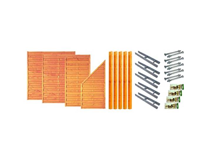 TETZNER & JENTZSCH Zäune San Diego 1 I Sichtschutz Zaun 180 x 180 cm Orange I Gartenzaun aus Holz für den Sichtschutz I Zaun mit Lamellenwand I Gartenzaun Komplettset mit Trennwand für den Windschutz