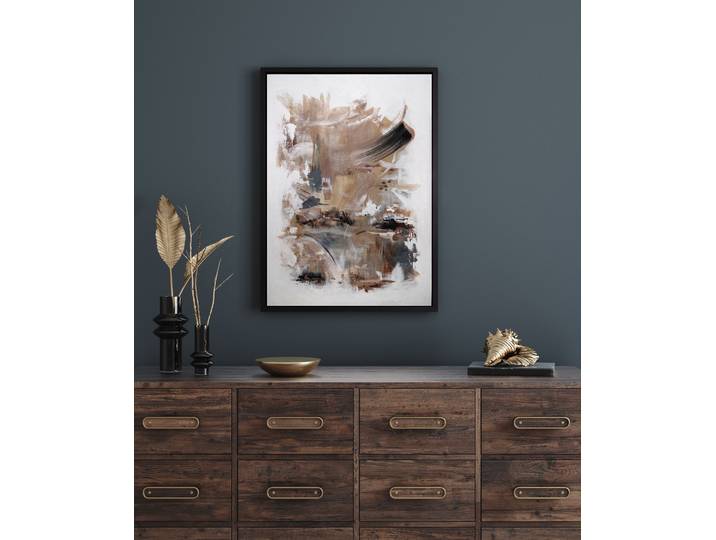 Leinwandbild QUEENCE Abstrakt Braund und Grau , braun (farbe rahmen: schwarz, farbe bild(er): schwarz), B:40cm H:60cm T:2cm, Canvas, Holzrahmen, Bilder, Leinwandbild, mit einem Schattenfugenrahmen veredelt