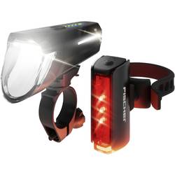 FISCHER FAHRRAD Fahrradbeleuchtung Set PLUS 110 + TWIN STOP LED Schwarz 50686