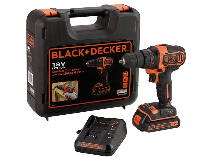 Perceuse/visseuse 18V 2 vitesses dans coffret avec 1 batterie 1\,5Ah et chargeur - BLACK+DECKER BDCDD186K-QW