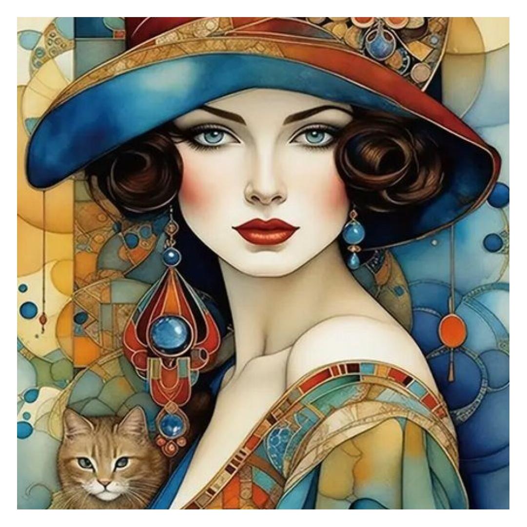 Norimpex Diamantov Malovin Elegante Frau mit Katze 30x40cm (2002165)