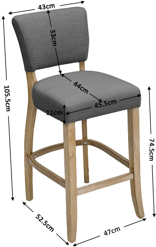 Marlow Home Co. Soukup Linen Bar Stool Bar Height for Kitchen Island Cafe Light Grey/Natural 4