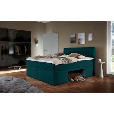 Boxbett HOME AFFAIRE "Carolin", blau (nachtblau meliert), B:162cm L:210cm, Komplettbetten, mit Nische inkl. gepolsterter Unterlage für Haustiere