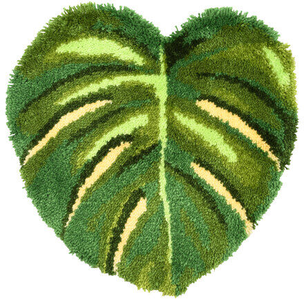 Knüpf-Formteppich "Monstera-Blatt", 55 x 57 cm