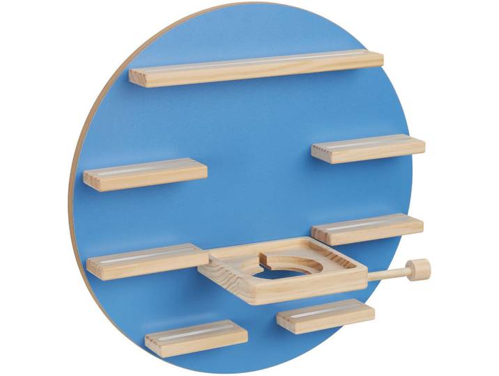 tectake Tonie Regal Mylittlestory Moon, Ø 44,5 x 16,5 cm, ansteckbare Kopfhörerhalterung, blau, Blau, Holz, Rund, 44.5x44.5x16.5 cm, Wohnzimmer, Regale, Wandregale