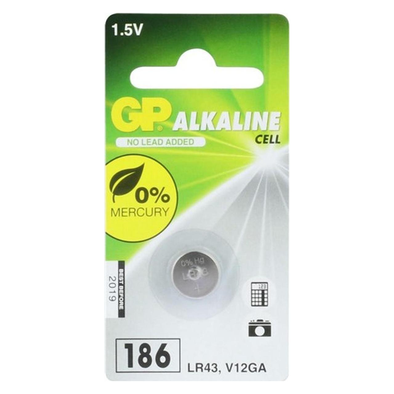 GP Batteries GP Knopfzelle Alkaline LR43 1.5V, 1 Stk (1 Stk., LR43, 70 mAh) (050.186C1)