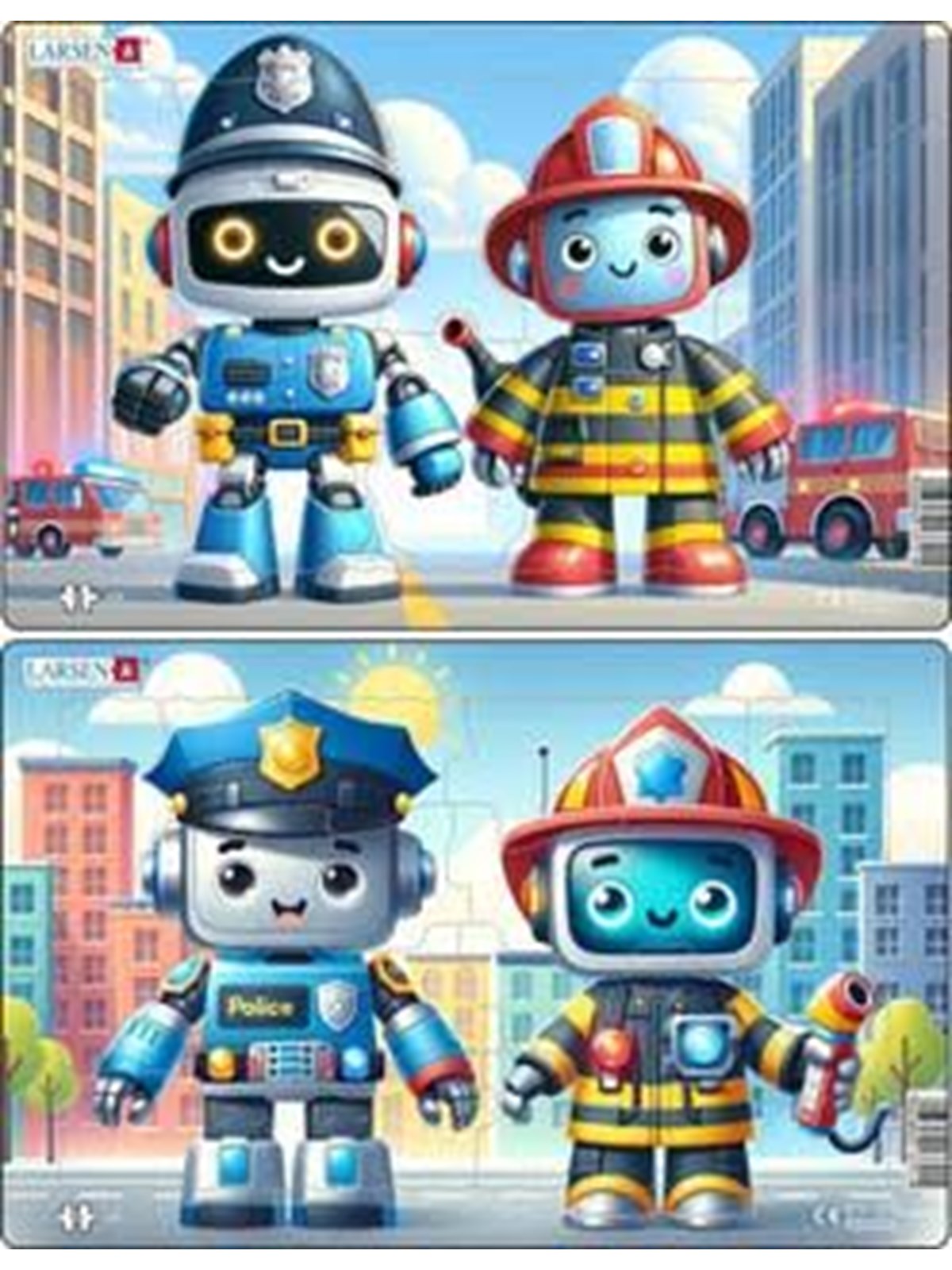 Larsen Puzzles Puzzle Freundliche Roboter in der Stadt - 10-teilig, Mi 2D Puzzles