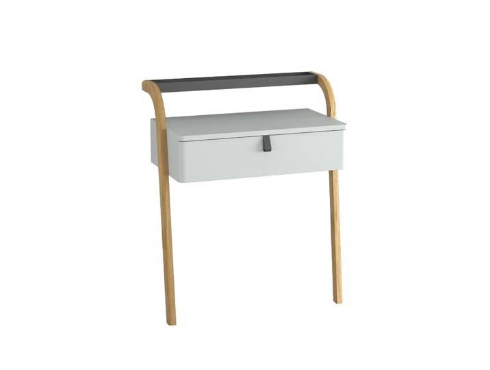 BADEDU PINA Schminktisch 76 cm breit, Grau, mit Schublade