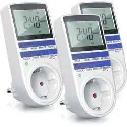 BEARWARE 3x Zeitschaltuhr, digital, 2,1" LCD-Display, max. 3680W, 10 Programme, Zufallsschaltung