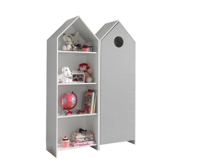 58 aufm Kessel Mehrzweckschrank-Set Regalschrank Set Kania Standregal MDF+Holzwerkstoff Weiß /Grau, (inkl. Versand, Lieferung bis Verwendungsstelle), 2-teiliges Regalschrank-Set, verschiedene Farben, dekorative Optik